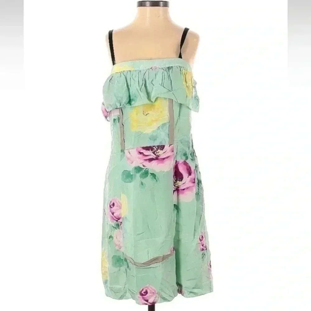 Juicy Couture | Y2K Mint Green Floral Silk Blend Dress Size 2 XS